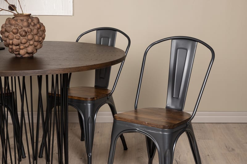 Stone Matgrupp 120 cm Rund med 4 Tempe stolar - Mocca - Products - Möbler - Bord & matgrupp - Matgrupp