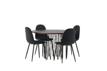 Stone Matgrupp 120 cm Rund med 4 Polar stolar - Svart - Products - Möbler - Bord & matgrupp - Matgrupp