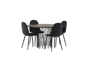 Stone Matgrupp 120 cm Rund med 4 Polar stolar - Svart - Products - Möbler - Bord & matgrupp - Matgrupp