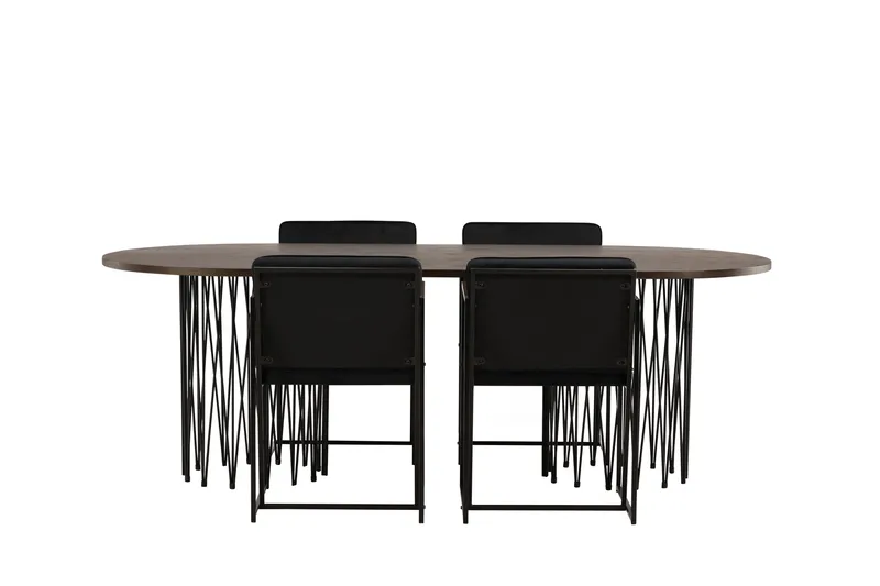 Stone Matgrupp 220 cm Oval med 4 Richmond stolar - Svart - Products - Möbler - Bord & matgrupp - Matgrupp