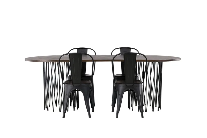 Stone Matgrupp 220 cm Oval med 4 Tempe Stolar, Svart