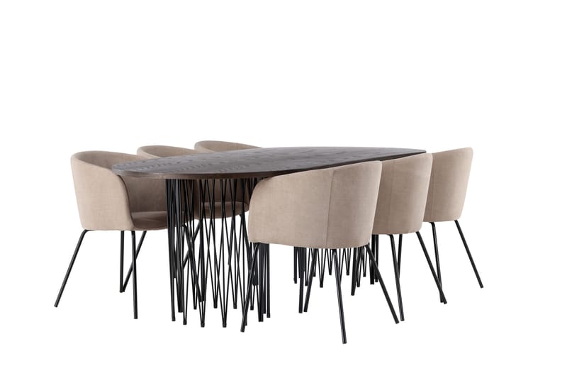 Stone Matgrupp 220 cm Rektangulär med 6 Berit stolar - Beige - Products - Möbler - Bord & matgrupp - Matgrupp