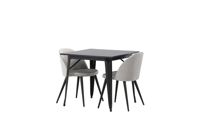 Tempe Matgrupp 80 cm Rektangulär med 2 Velvet stolar - Svart - Products - Möbler - Bord & matgrupp - Matgrupp