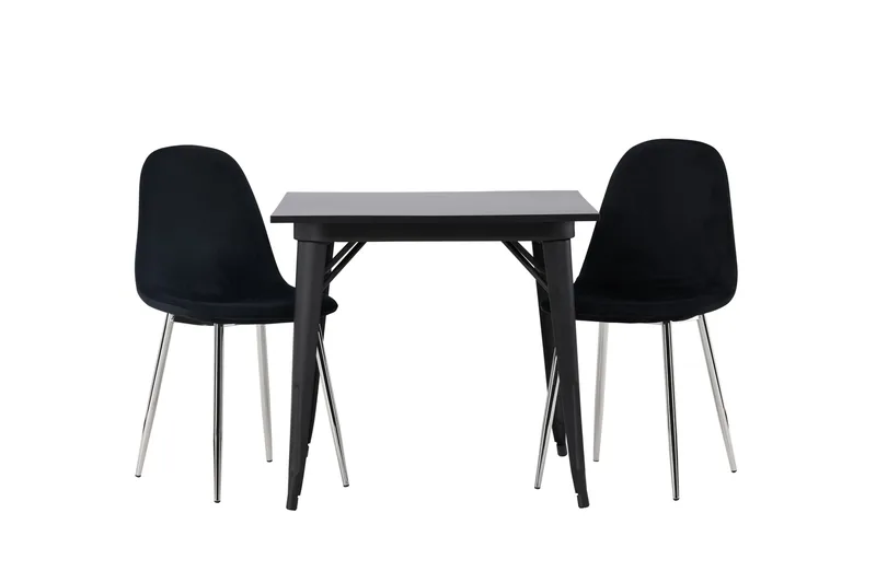 Tempe Matgrupp 80 cm Rektangulär med 2 Polar stolar, Svart