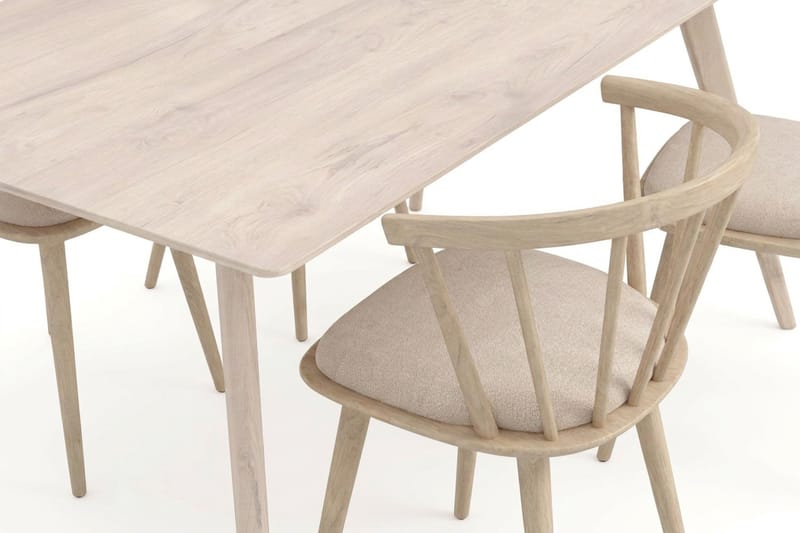 Tyrö Matgrupp 190 cm Whitewash med 6 st Tyrö Karmstolar med Dyna - Vitlaserad ek - Products - Möbler - Bord & matgrupp - Matgrupp