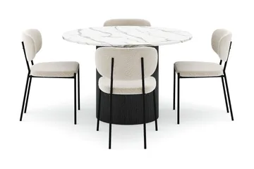 Uppveda Matbord 120 cm Rund med 4 Gemmiano Stolar - Svart/Vit - Products - Möbler - Bord & matgrupp - Matgrupp
