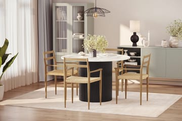 Uppveda Matbord 120 cm Rund med 4 st Jamna Karmstolar - Svart/Vit - Products - Möbler - Bord & matgrupp - Matgrupp