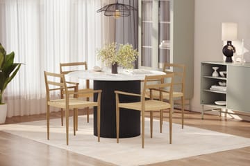 Uppveda Matbord 120 cm Rund med 4 st Jamna Karmstolar - Svart/Vit - Products - Möbler - Bord & matgrupp - Matgrupp