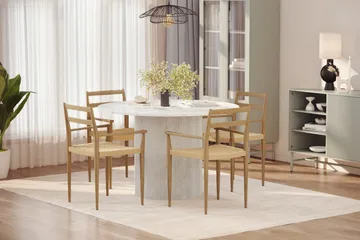 Uppveda Matbord 120 cm Rund med 4 st Jamna Karmstolar - Vit - Products - Möbler - Bord & matgrupp - Matgrupp