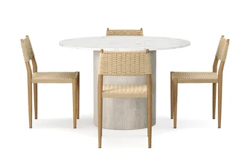 Uppveda Matbord 120 cm Rund med 4 st Jamna Matstolar - Vit - Products - Möbler - Bord & matgrupp - Matgrupp