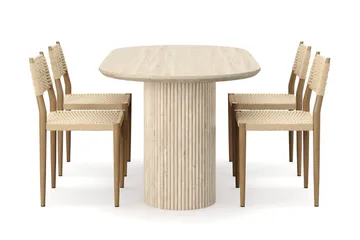 Uppveda Matbord Travetin utseende med 4 st Jamna Matstolar - Beige - Products - Möbler - Bord & matgrupp - Matgrupp