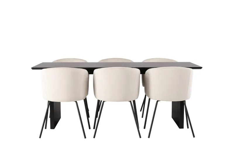 Vail Matgrupp 200 cm Rektangulär med 6 Berit stolar - Beige - Products - Möbler - Bord & matgrupp - Matgrupp