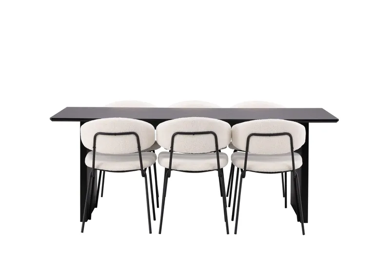 Vail Matgrupp 200 cm Rektangulär med 6 Chico Stolar, Svart