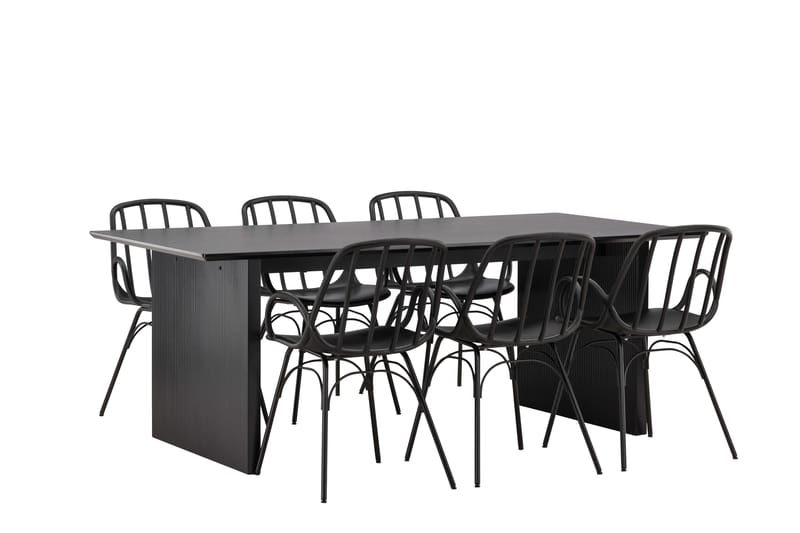 Vail Matgrupp 200 cm Rektangulär med 6 Dyrön stolar - Svart - Products - Möbler - Bord & matgrupp - Matgrupp