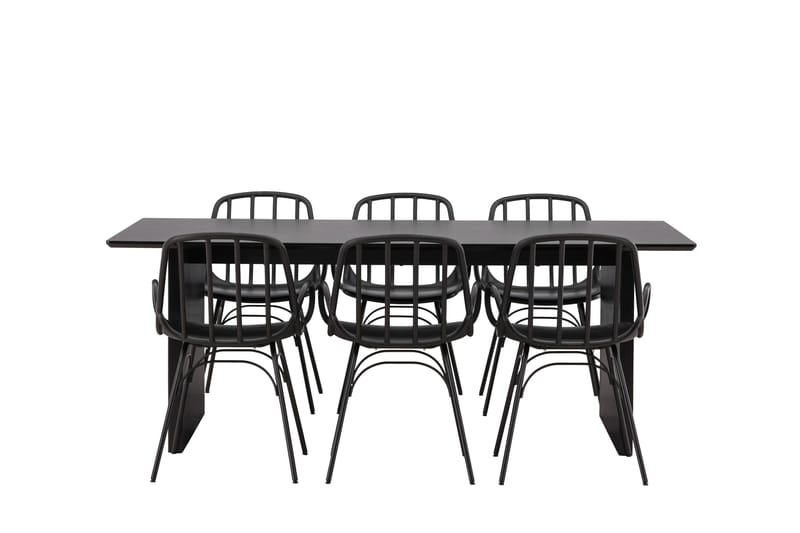 Vail Matgrupp 200 cm Rektangulär med 6 Dyrön stolar - Svart - Products - Möbler - Bord & matgrupp - Matgrupp
