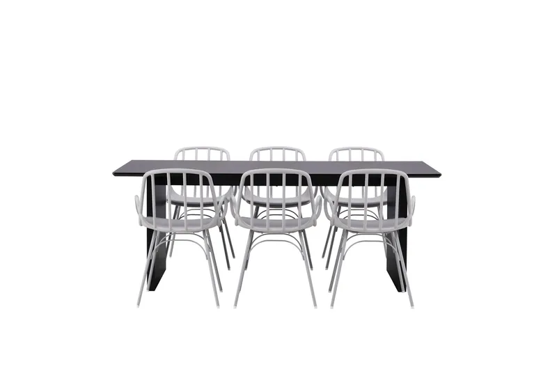 Vail Matgrupp 200 cm Rektangulär med 6 Dyrön stolar, Svart