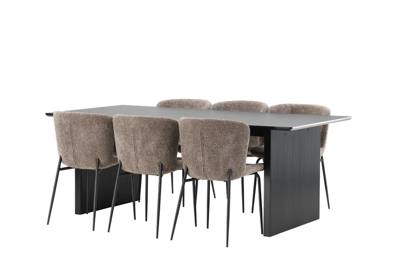 Vail Matgrupp 200 cm Rektangulär med 6 Modesto stolar - Svart - Products - Möbler - Bord & matgrupp - Matgrupp
