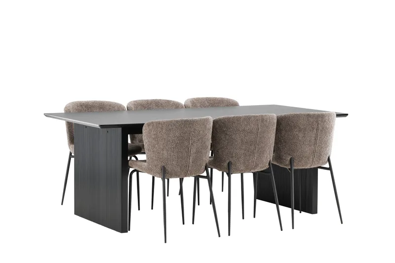 Vail Matgrupp 200 cm Rektangulär med 6 Modesto stolar - Svart - Products - Möbler - Bord & matgrupp - Matgrupp