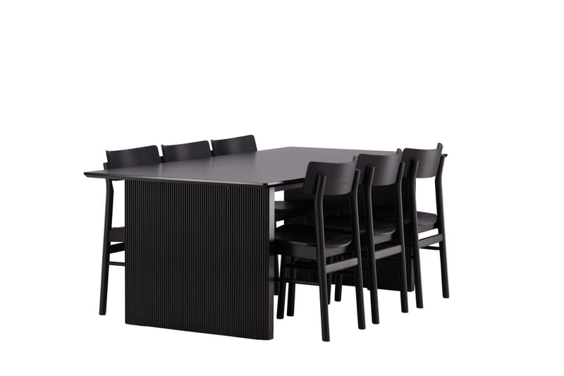 Vail Matgrupp 200 cm Rektangulär med 6 Montros stolar - Svart - Products - Möbler - Bord & matgrupp - Matgrupp