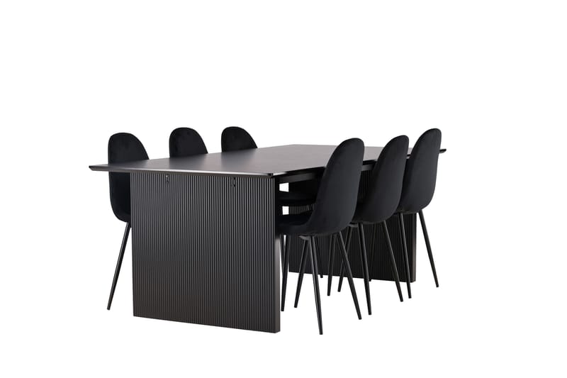 Vail Matgrupp 200 cm Rektangulär med 6 Polar stolar - Svart - Products - Möbler - Bord & matgrupp - Matgrupp