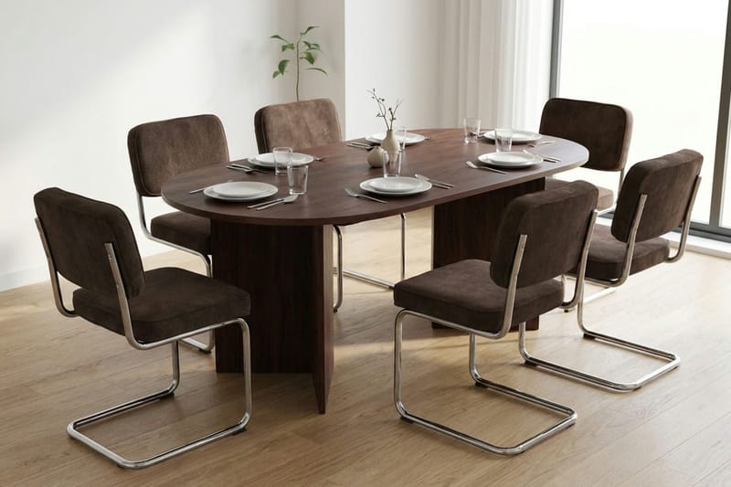 Vera Matbord Oval 220x100 cm Fanér - Valnöt - Products - Möbler - Bord & matgrupp - Matbord & köksbord