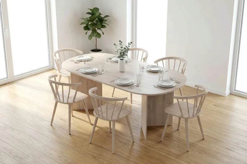 Vera Matbord Oval 220x100 cm Fanér - Vitlaserad ek - Products - Möbler - Bord & matgrupp - Matbord & köksbord