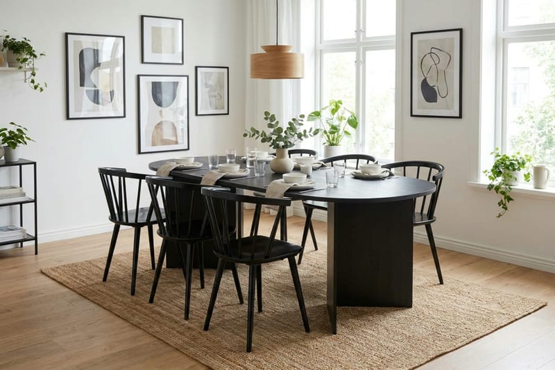 Vera Matgrupp rektangulärt 180 cm Svart med 6 Tyrö Matstolar - Svartlaserad ek - Products - Möbler - Bord & matgrupp - Matgrupp