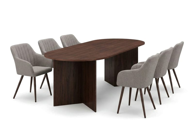 Vera Matgrupp rektangulärt 220 cm Valnöt med 6 Filippa Matstolar - Valnöt - Products - Möbler - Bord & matgrupp - Matgrupp