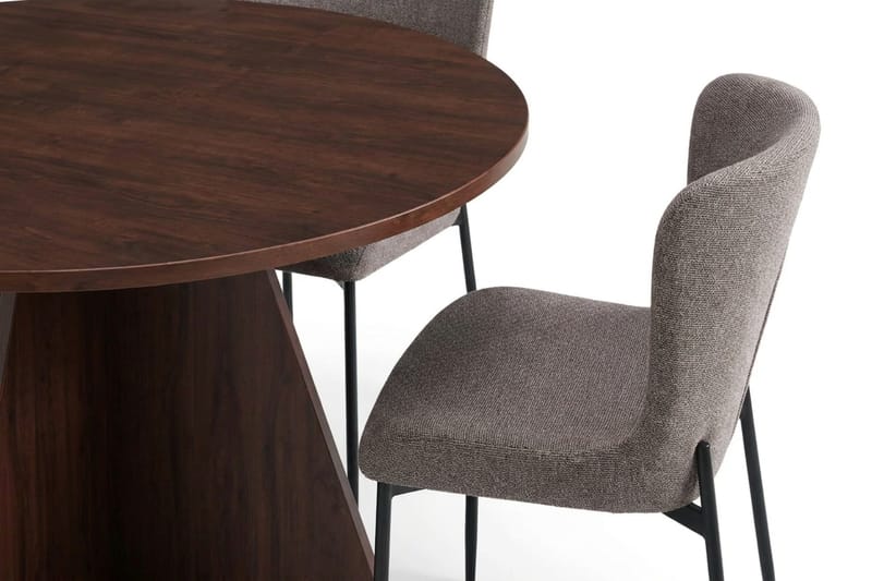 Vera Matgrupp runt 110 cm Valnöt med 4 Elsie Matstolar - Valnöt/Grå - Products - Möbler - Bord & matgrupp - Matgrupp