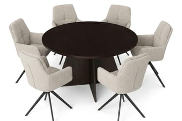 Vera Matgrupp runt 130 cm Rökt Ek med 6 Torsby Matstolar - Rökt ek - Products - Möbler - Bord & matgrupp - Matgrupp
