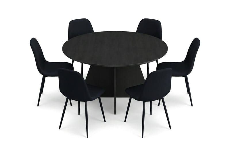Vera Matgrupp runt 150 cm Svart med 6 Nibe Matstolar - Svart - Products - Möbler - Bord & matgrupp - Matgrupp