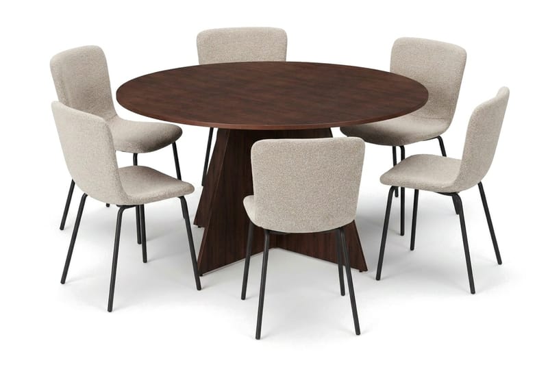 Vera Matgrupp runt 150 cm Valnöt med 6 Katy Matstolar - Valnöt - Products - Möbler - Bord & matgrupp - Matgrupp