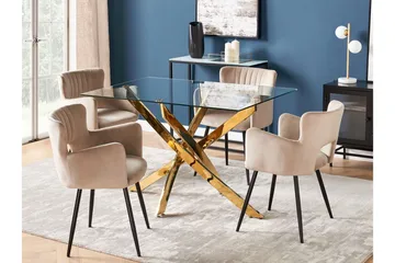 Vincenzo Matbord 70x120 cm - Transparent/Guld - Products - Möbler - Bord & matgrupp - Matbord & köksbord