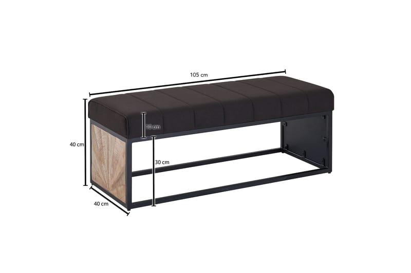 Tultered Sittbänk 105 cm - Svart - Products - Möbler - Hallmöbler - Hallbänk