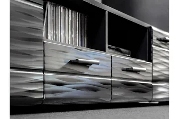 Apryl Modern TV Mediamöbel med Vitrinskåp och LED-belysning - Svart / Trä / Glas - Products - Möbler - TV- & Mediamöbler - TV-möbelset