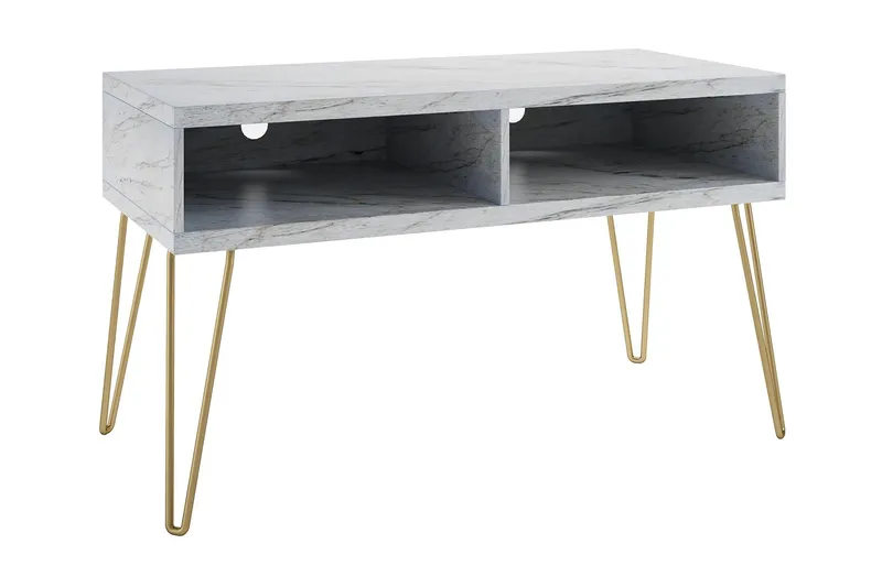 Athena Tv-bänk 107x50 cm Vit/Marmormönster, Novogratz