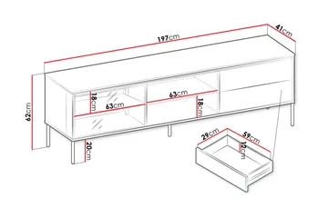 Basici Tv-bänk 197x41 cm - Grå/Grön - Products - Möbler - TV- & Mediamöbler - TV bänk & mediabänk