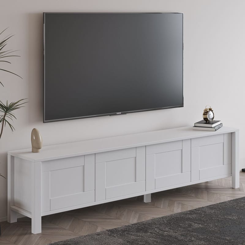 Belor TV-bänk 160x45x35 cm - Vit - Products - Möbler - TV- & Mediamöbler - TV bänk & mediabänk