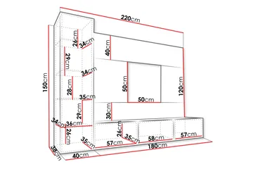 Bernice Tv-skåp 220x38 cm - Beige - Products - Möbler - TV- & Mediamöbler - TV-möbelset