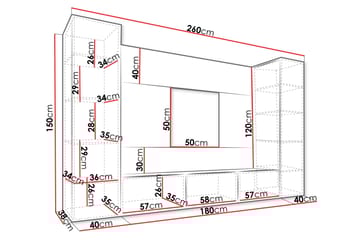 Bernice Tv-skåp 260x38 cm - Grön - Products - Möbler - TV- & Mediamöbler - TV-möbelset