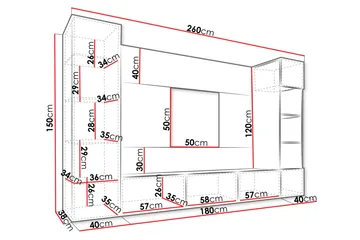 Bernice Tv-skåp 260x38 cm - Vit - Products - Möbler - TV- & Mediamöbler - TV-möbelset