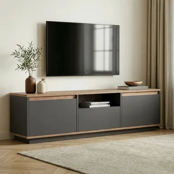 Domar Tv-bänk 160 cm - Antracit, Atlantic pine - Products - Möbler - TV- & Mediamöbler - TV bänk & mediabänk
