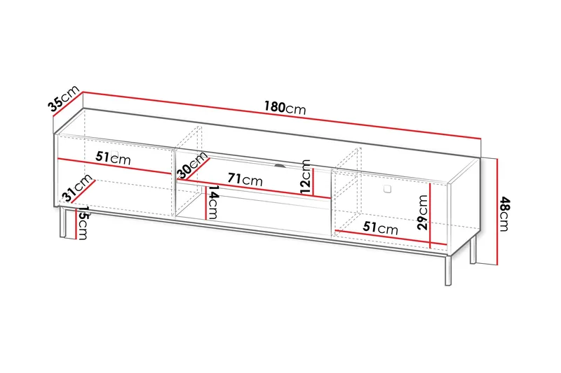 Hermann Tv-bänk 180 cm - Vit - Products - Möbler - TV- & Mediamöbler - TV bänk & mediabänk