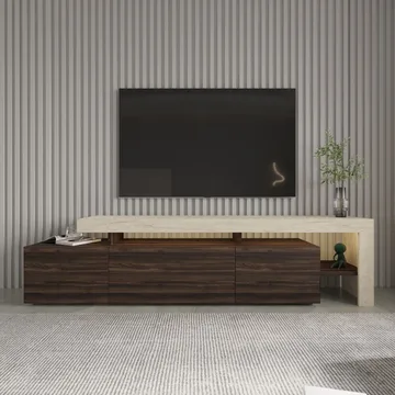 Jurukovo TV-bänk 192x53x37 cm - Travertin, valnöt - Products - Möbler - TV- & Mediamöbler - TV bänk & mediabänk