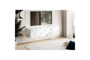 Lowboard Wohnling Folierad upphängning med luckdörr, modern Marmor, Vit, 120 cm - Marmor, Vit, 120 cm - Products - Möbler - TV- & Mediamöbler - TV-hylla