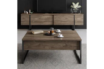 Luxe Tv bänk med Förvaring 180x50 cm - Brun / Svart / Trä - Products - Möbler - TV- & Mediamöbler - TV bänk & mediabänk