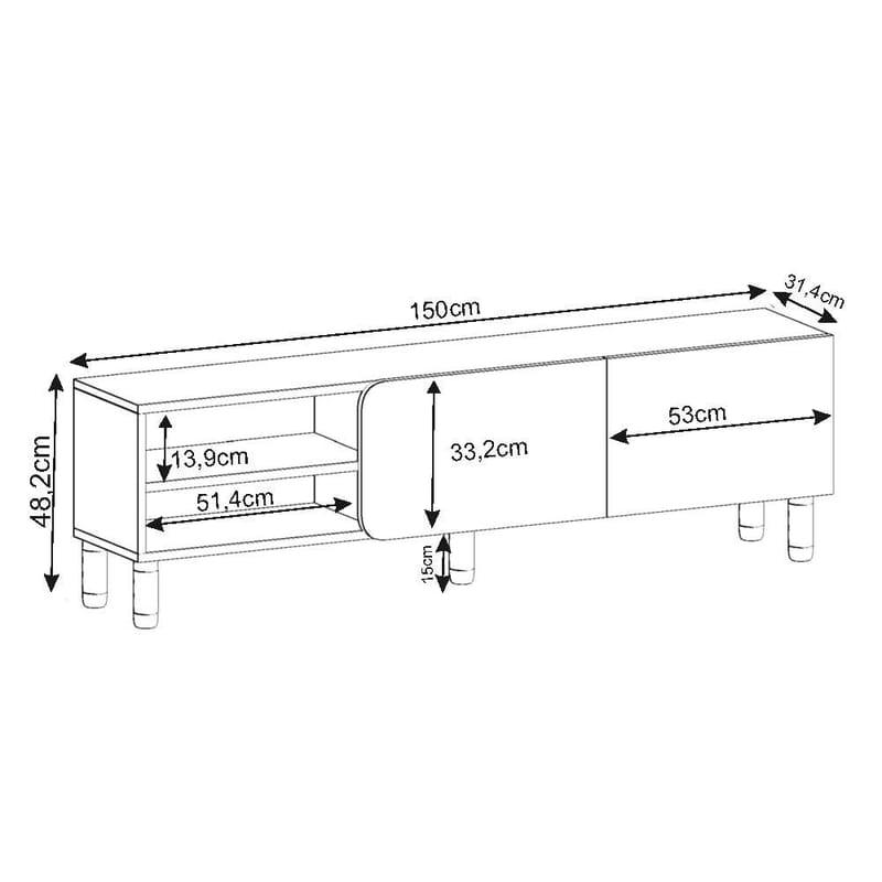 Relento Tv-bänk 150 cm - vit, sapphire oak - Products - Möbler - TV- & Mediamöbler - TV bänk & mediabänk