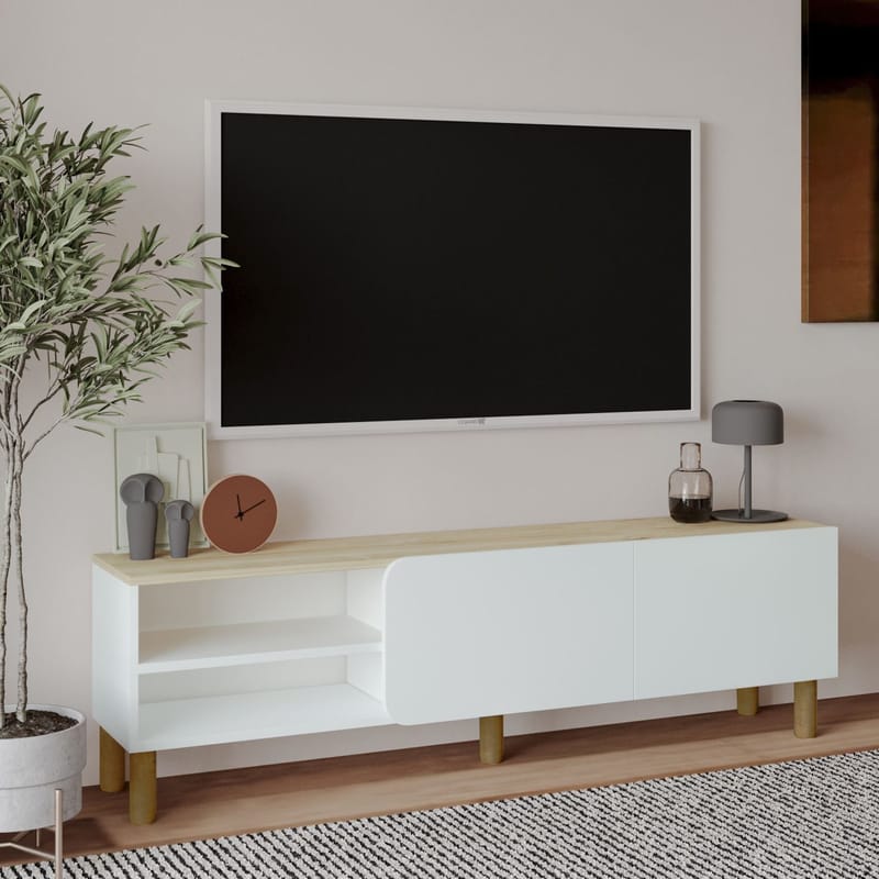 Relento Tv-bänk 150 cm - vit, sapphire oak - Products - Möbler - TV- & Mediamöbler - TV bänk & mediabänk