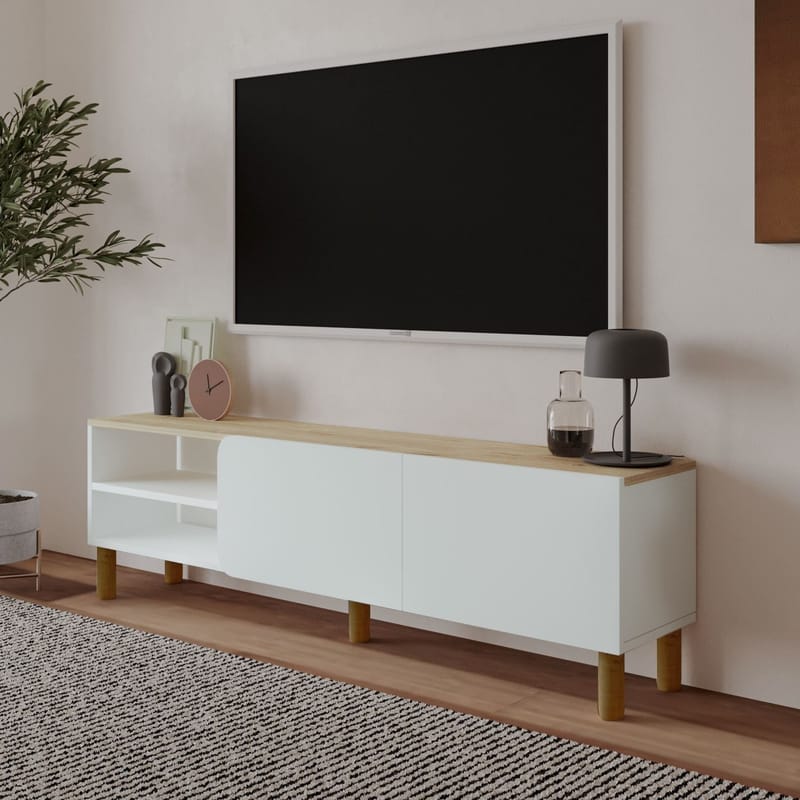 Relento Tv-bänk 150 cm - vit, sapphire oak - Products - Möbler - TV- & Mediamöbler - TV bänk & mediabänk
