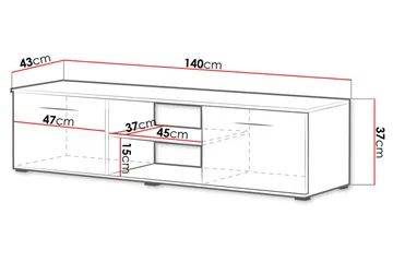 Ruskelsby TV-bänk 140 cm - Ek/Svart - Products - Möbler - TV- & Mediamöbler - TV bänk & mediabänk